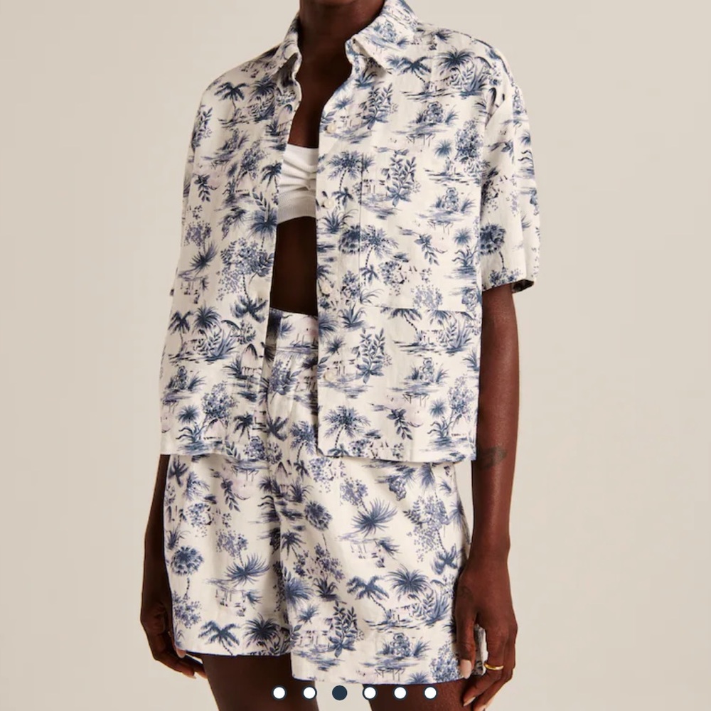 Abercrombie & Fifth Linen-Blend Button Up Shirt & Short Set